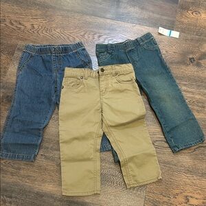 3-Pack Kids Pull-On Pants - Blue & Tan